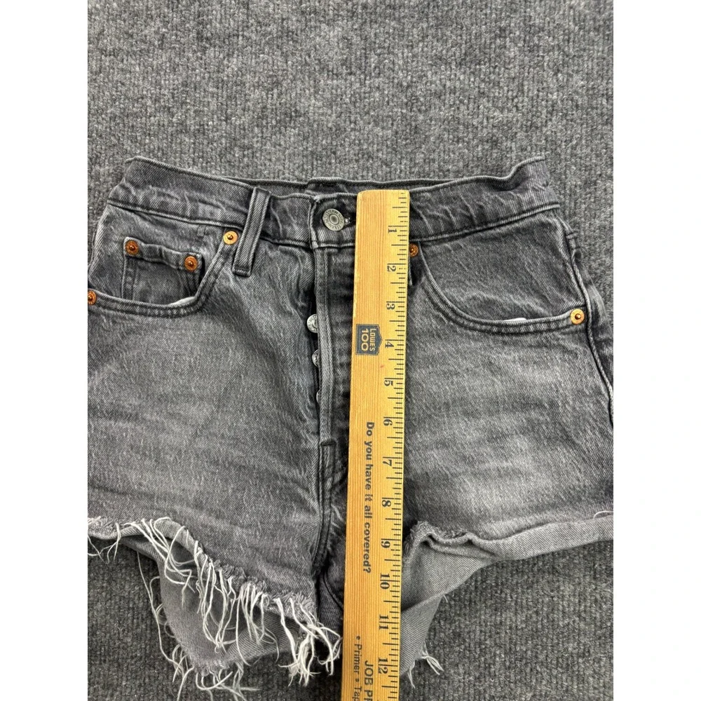 Levi's Premium 501 Shorts Womens W25 Black High Rise Button Fly Cut Off Denim